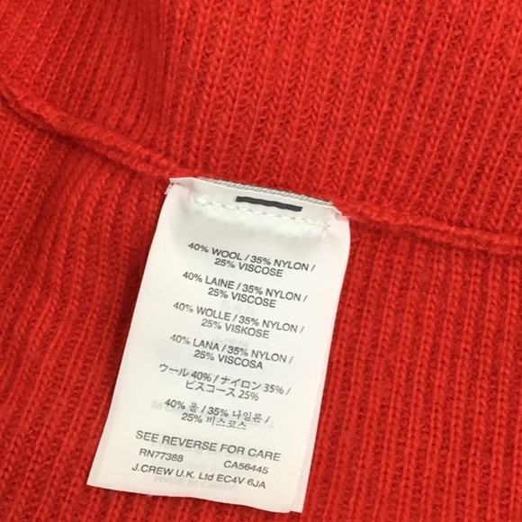 J. Crew Red Wool Blend Sweater 3/4 sleeve E1382 - Picture 6 of 7